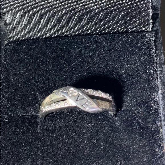 STERLING SILVER BRADFORD EXCHANGE CZ LOVE CROSS OVER RING SIZE 7.5 - Picture 4 of 5